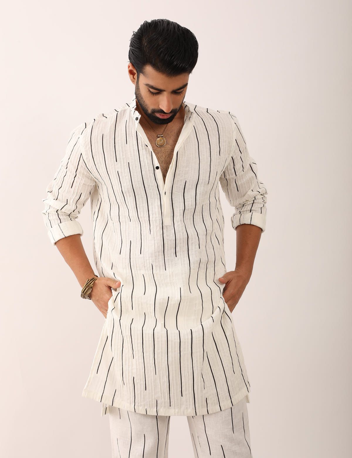 KALPIT STRIPES KURTA SET - WHITE - image 2