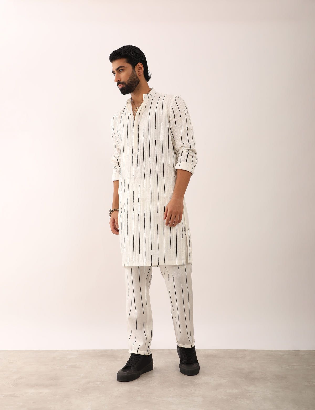 KALPIT STRIPES KURTA SET - WHITE - image 3