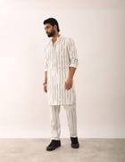 KALPIT STRIPES KURTA SET - WHITE view 3