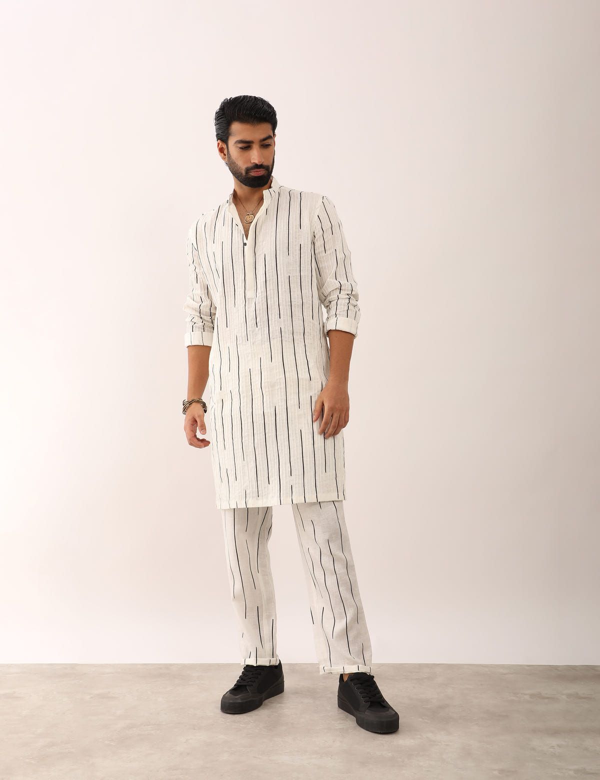 KALPIT STRIPES KURTA SET - WHITE - image 4