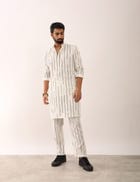 KALPIT STRIPES KURTA SET - WHITE view 4