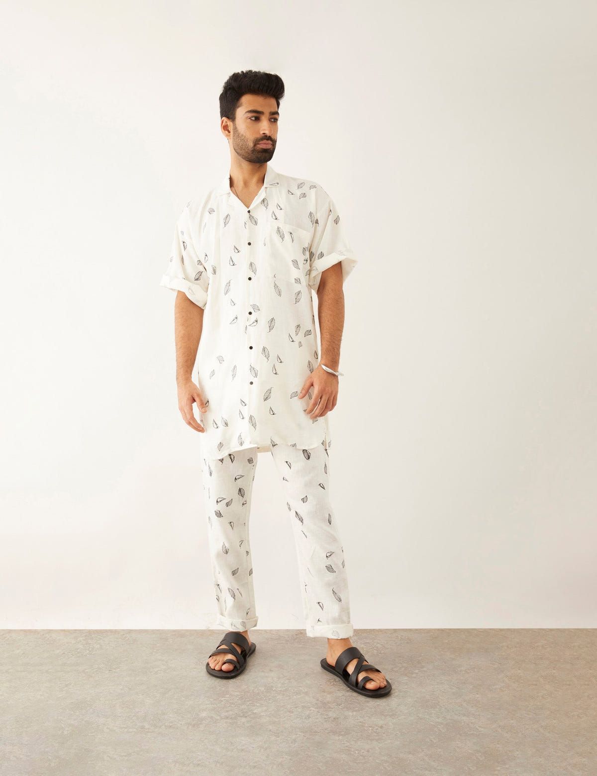 HAARIS LEAF SHIRT SET - WHITE - image 5