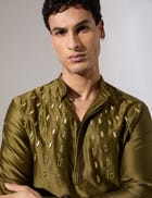 Conrad Hand Embroidered Kurta Set - Olive view 1