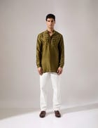 Conrad Hand Embroidered Kurta Set - Olive view 2