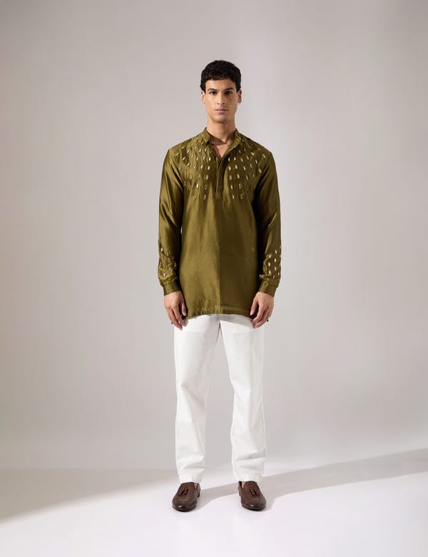 SON OF A NOBLE - SNOB — Conrad Hand Embroidered Kurta Set - Olive