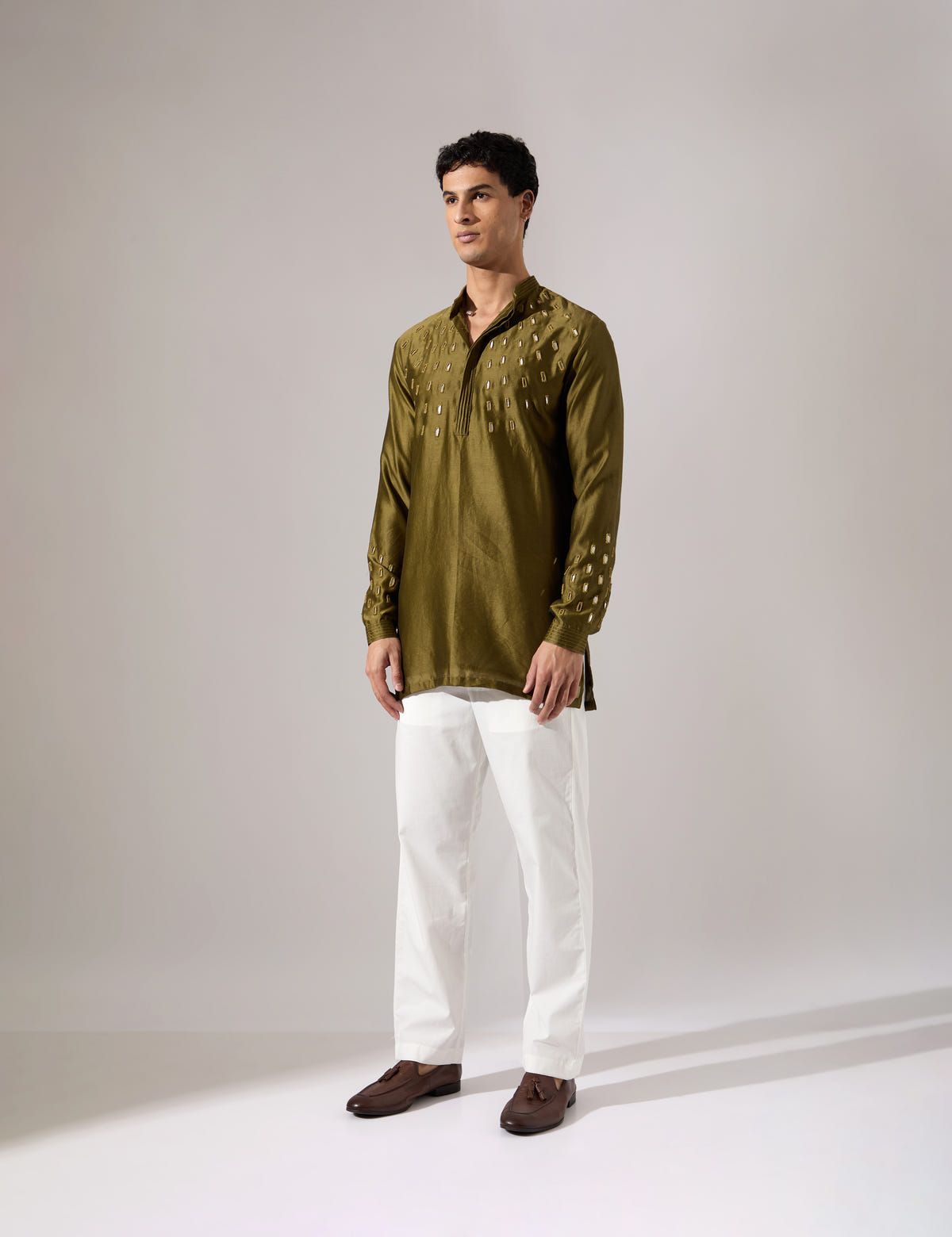 Conrad Hand Embroidered Kurta Set - Olive - image 3