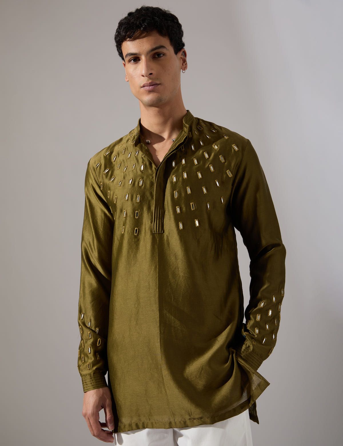 Conrad Hand Embroidered Kurta Set - Olive - image 6