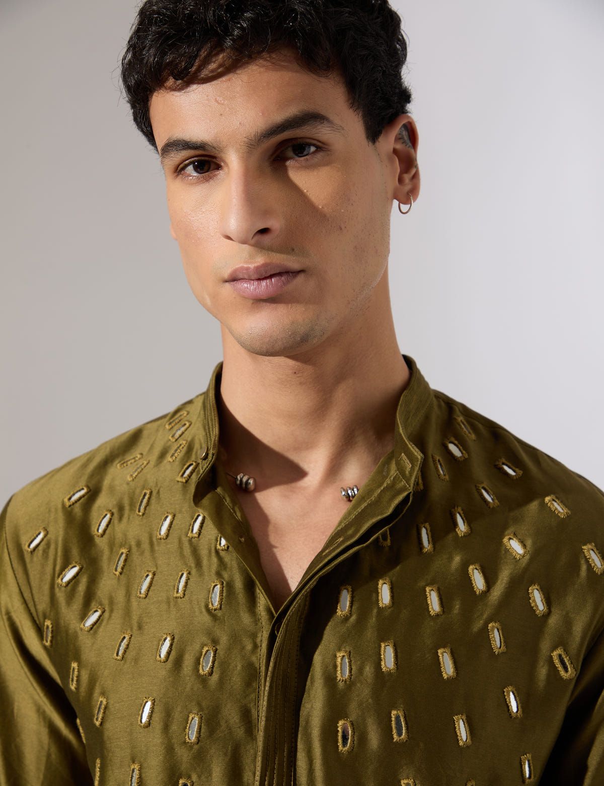 Conrad Hand Embroidered Kurta Set - Olive - image 7