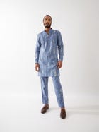 DECLAN BOTANICA KURTA SET - BLUE view 1