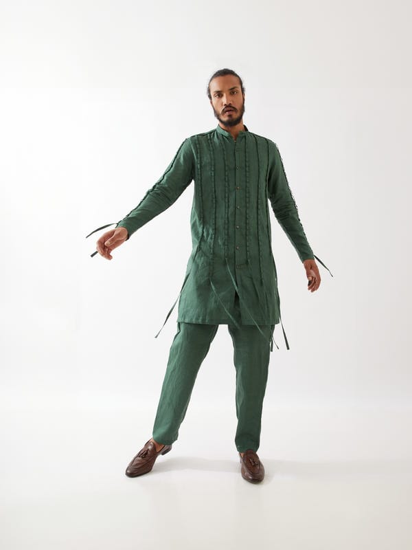 SON OF A NOBLE - SNOB — STAFAN KURTA SET - GREEN