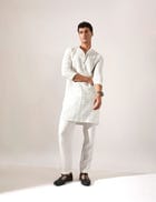 Lucas Shibori and Dots Kurta Set - White view 4