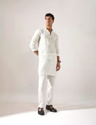 Lucas Shibori and Dots Kurta Set - White view 5