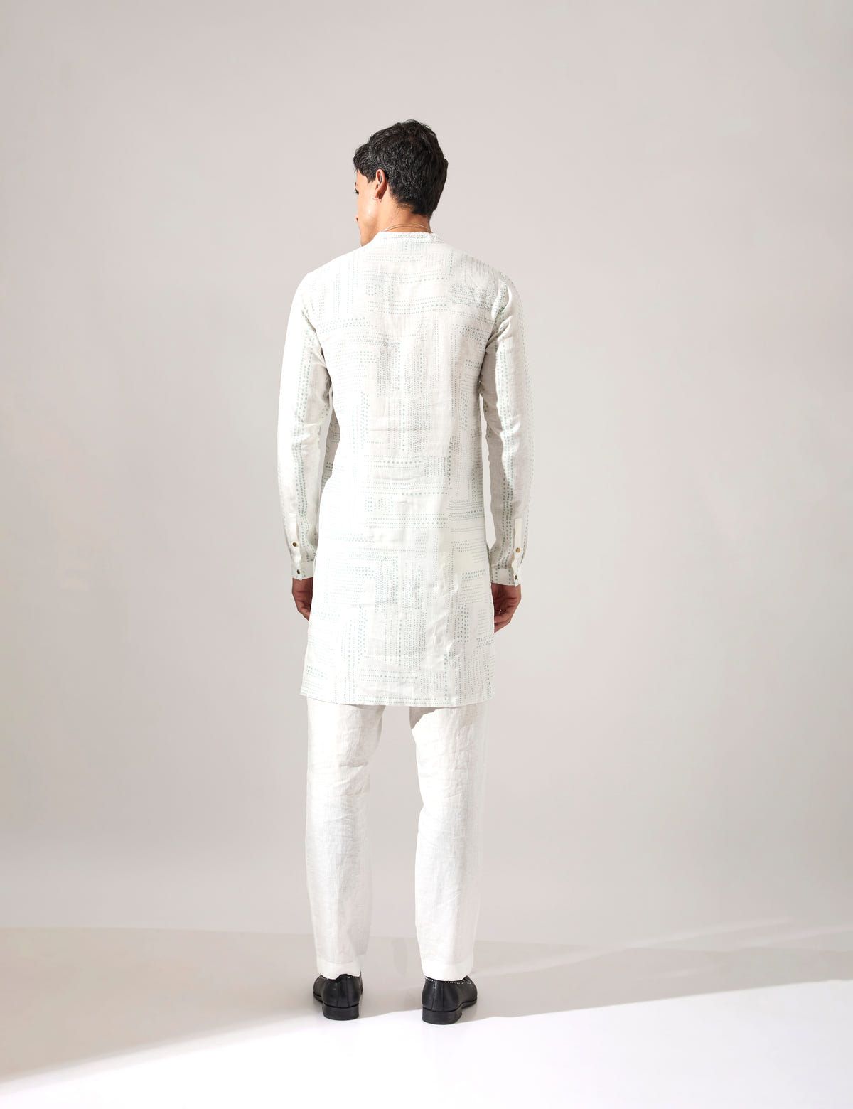 Lucas Shibori and Dots Kurta Set - White - image 6