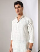 Lucas Shibori and Dots Kurta Set - White view 7