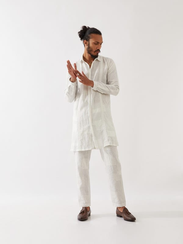 SON OF A NOBLE - SNOB — JOUNAH BLOCKS KURTA - WHITE