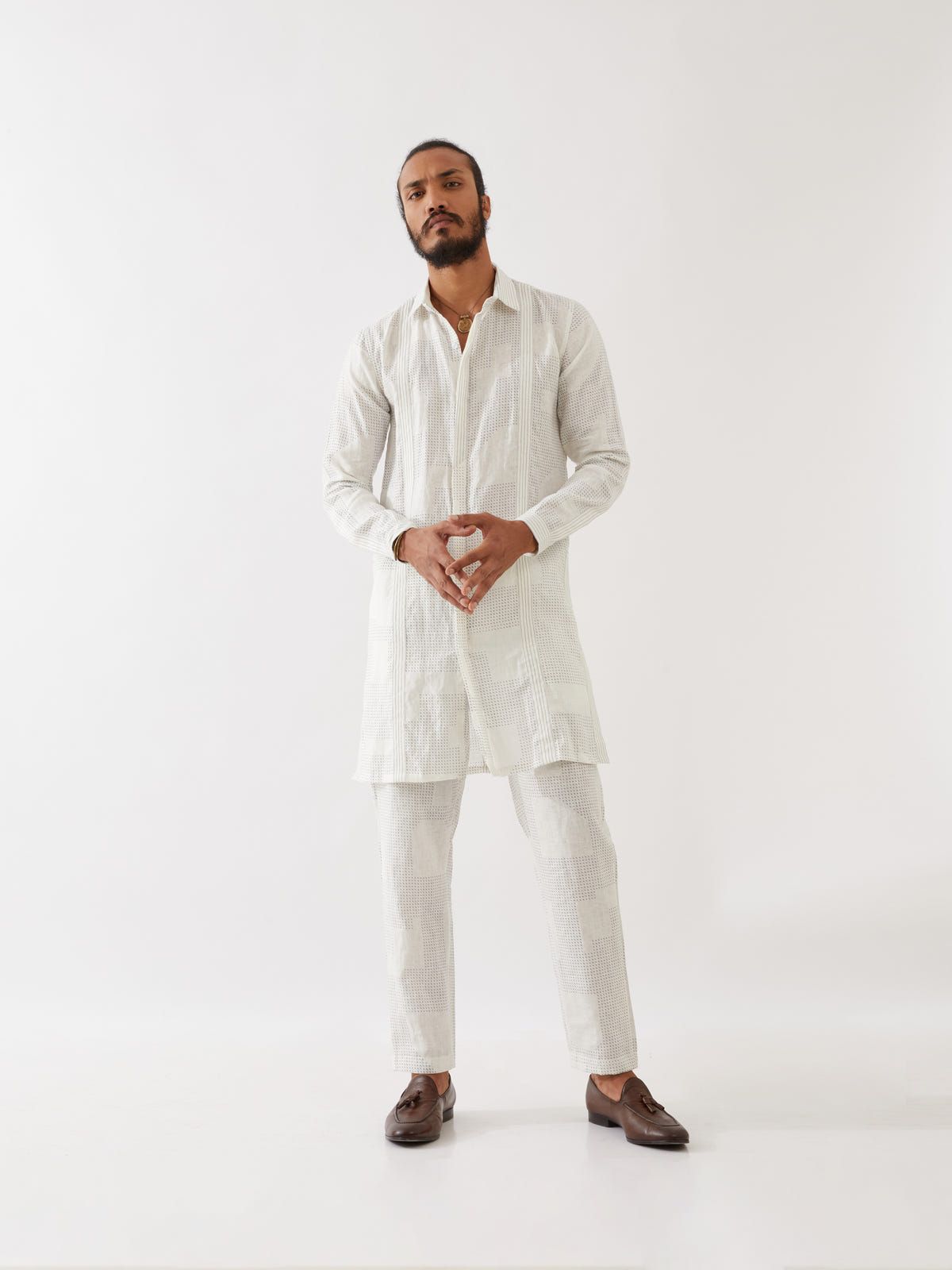 JOUNAH BLOCKS KURTA - WHITE - image 4