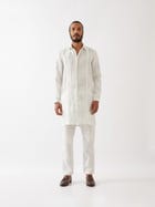 JOUNAH BLOCKS KURTA - WHITE view 5