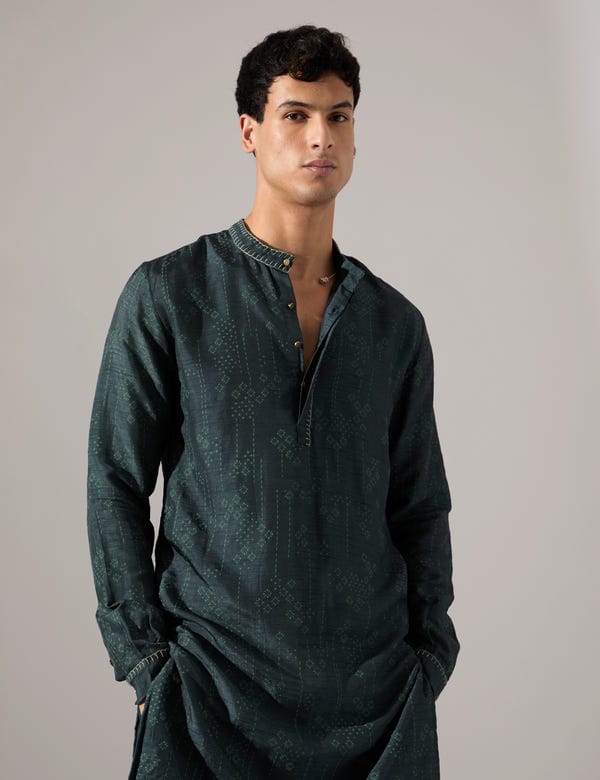 SON OF A NOBLE - SNOB — Arham Plus Minus Kurta Set - Forest