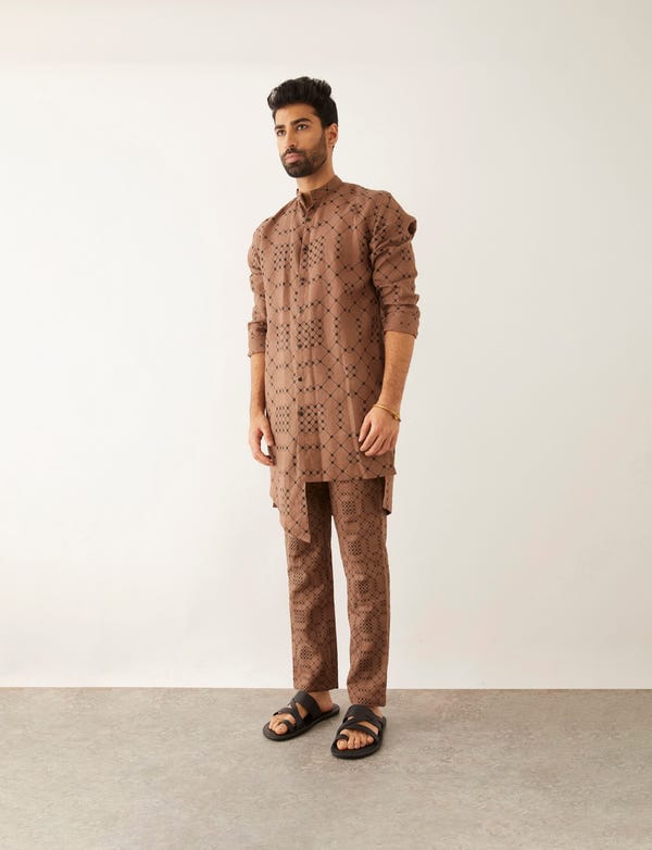 SON OF A NOBLE - SNOB — SIMO BALANCE KURTA - BROWN