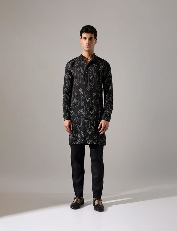 SON OF A NOBLE - SNOB — Elliot Plus Minus Kurta Set - Black