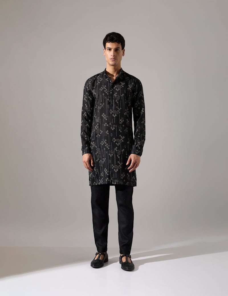 Elliot Plus Minus Kurta Set - Black