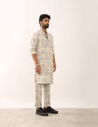 PRANAV CHECKS KURTA - IVORY view 3