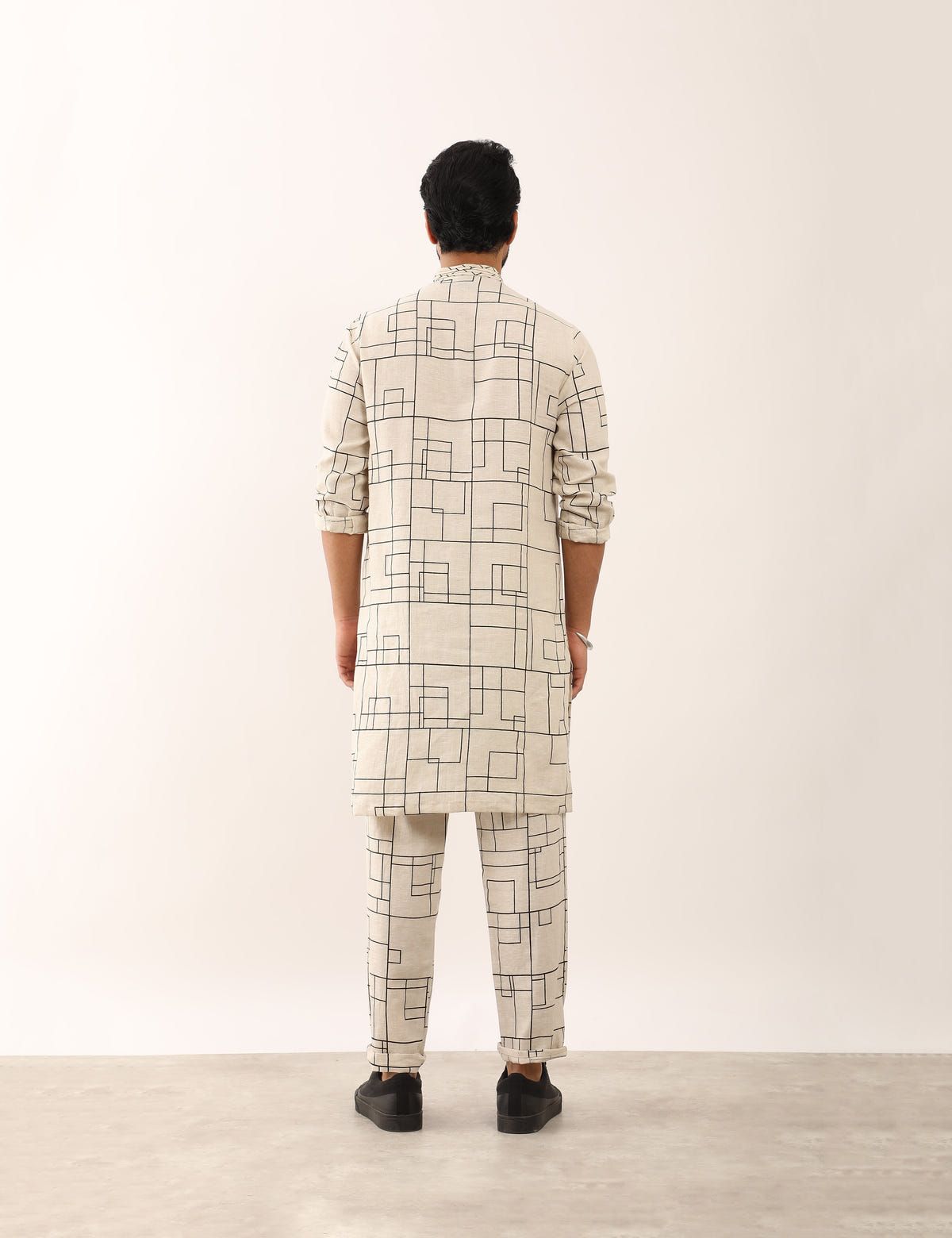 PRANAV CHECKS KURTA - IVORY - image 4