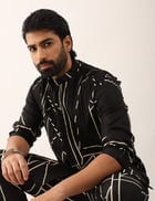 AADI GLASS KURTA - BLACK view 1