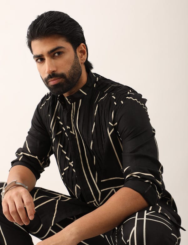 SON OF A NOBLE - SNOB — AADI GLASS KURTA - BLACK