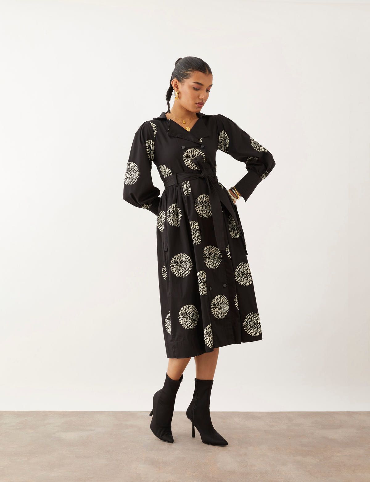 MILORI DRESS - BLACK RIPPLE - image 1