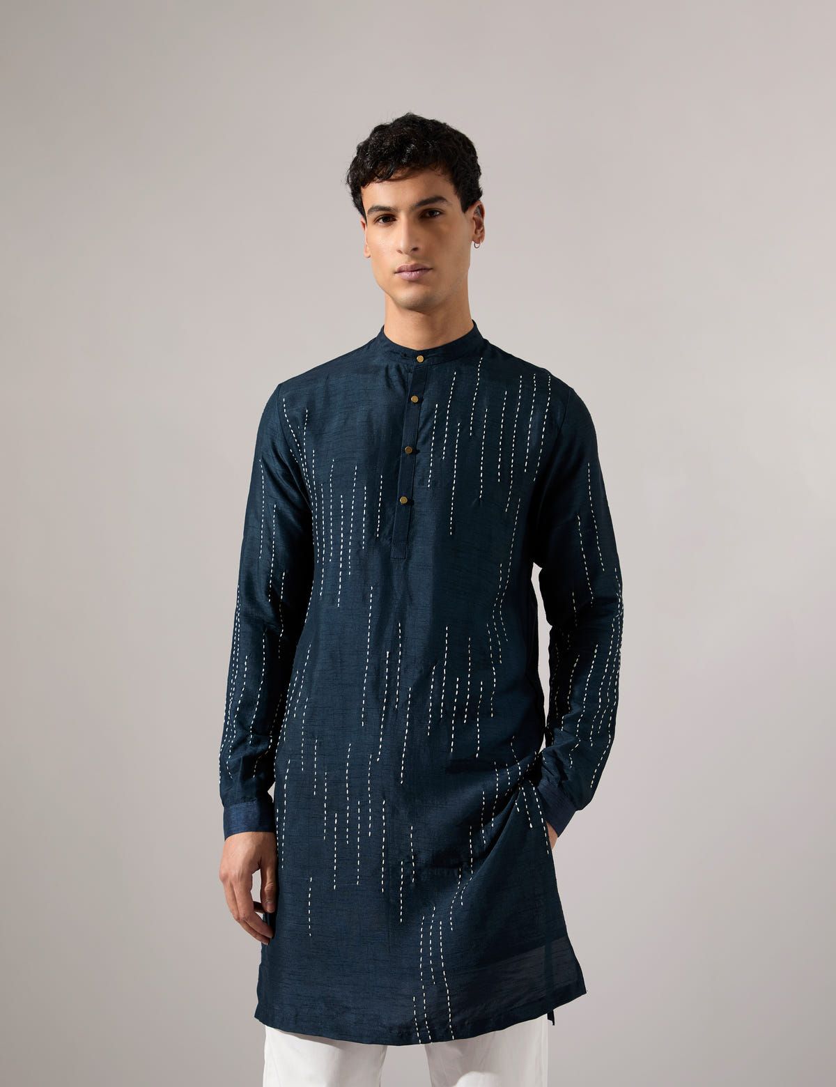 Ramsey Hand Embroidered Kurta Set - Navy - image 1