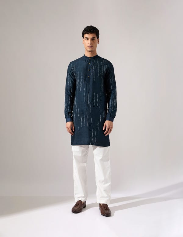 SON OF A NOBLE - SNOB — Ramsey Hand Embroidered Kurta Set - Navy