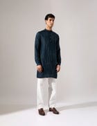 Ramsey Hand Embroidered Kurta Set - Navy view 3