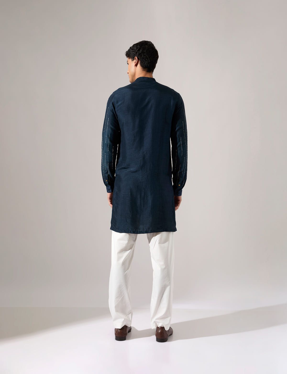 Ramsey Hand Embroidered Kurta Set - Navy - image 4