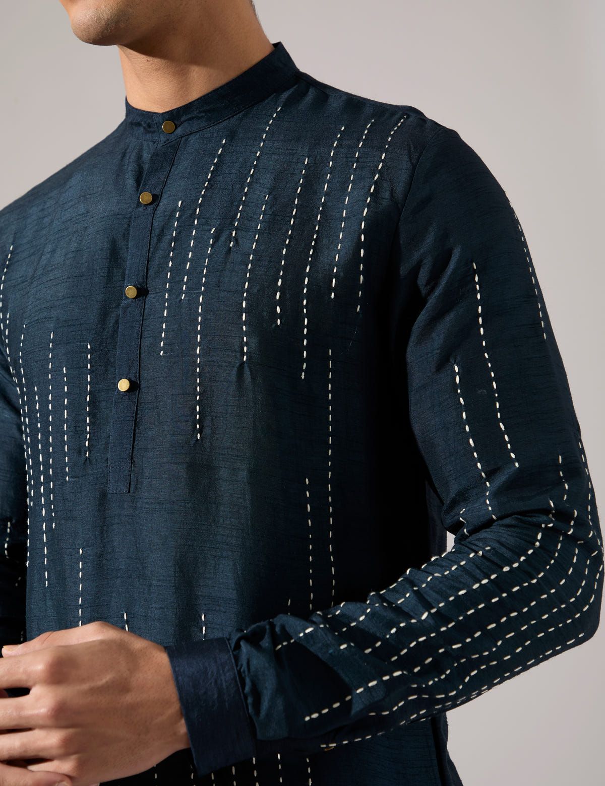 Ramsey Hand Embroidered Kurta Set - Navy - image 5