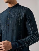 Ramsey Hand Embroidered Kurta Set - Navy view 5