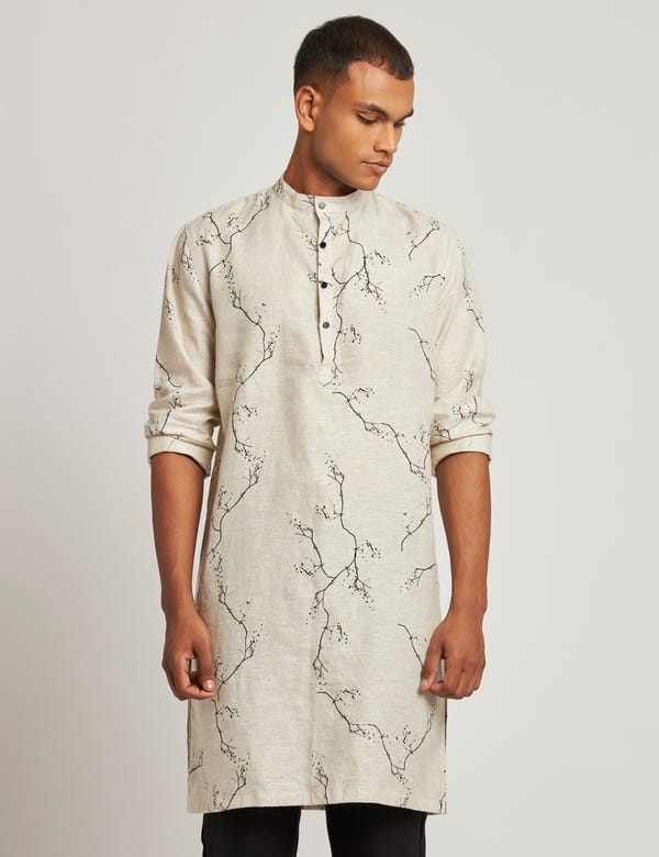 SON OF A NOBLE - SNOB — SHERWOOD KURTA TWIGS - IVORY