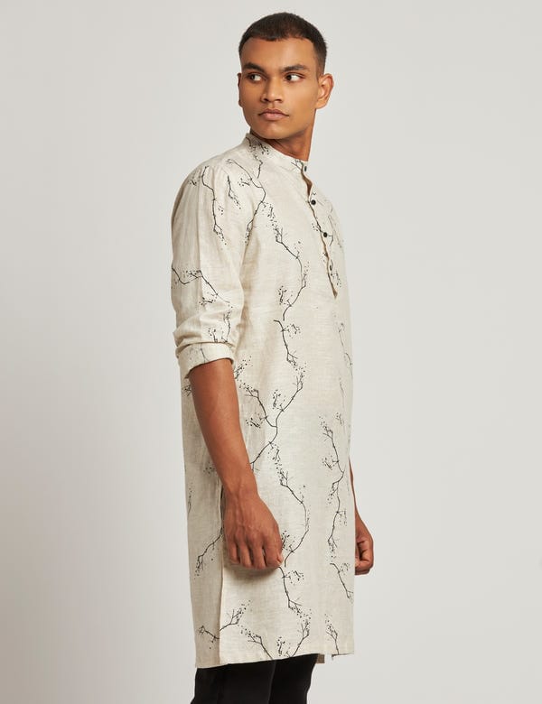 SON OF A NOBLE - SNOB — SHERWOOD KURTA TWIGS - IVORY