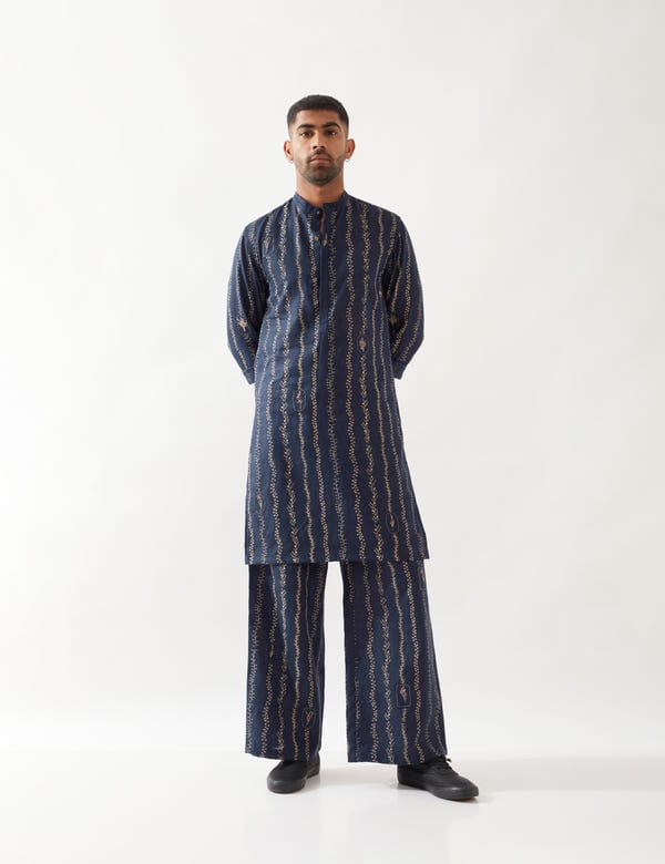 SON OF A NOBLE - SNOB — KEVIN VINE KURTA SET - NAVY