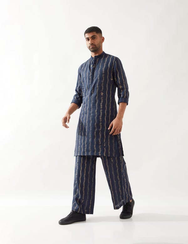 SON OF A NOBLE - SNOB — KEVIN VINE KURTA SET - NAVY