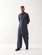 KEVIN VINE KURTA SET - NAVY view 5