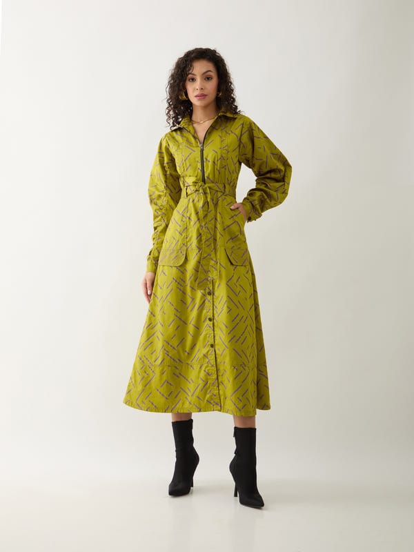 SON OF A NOBLE - SNOB — ANIKA DRESS - LEAF