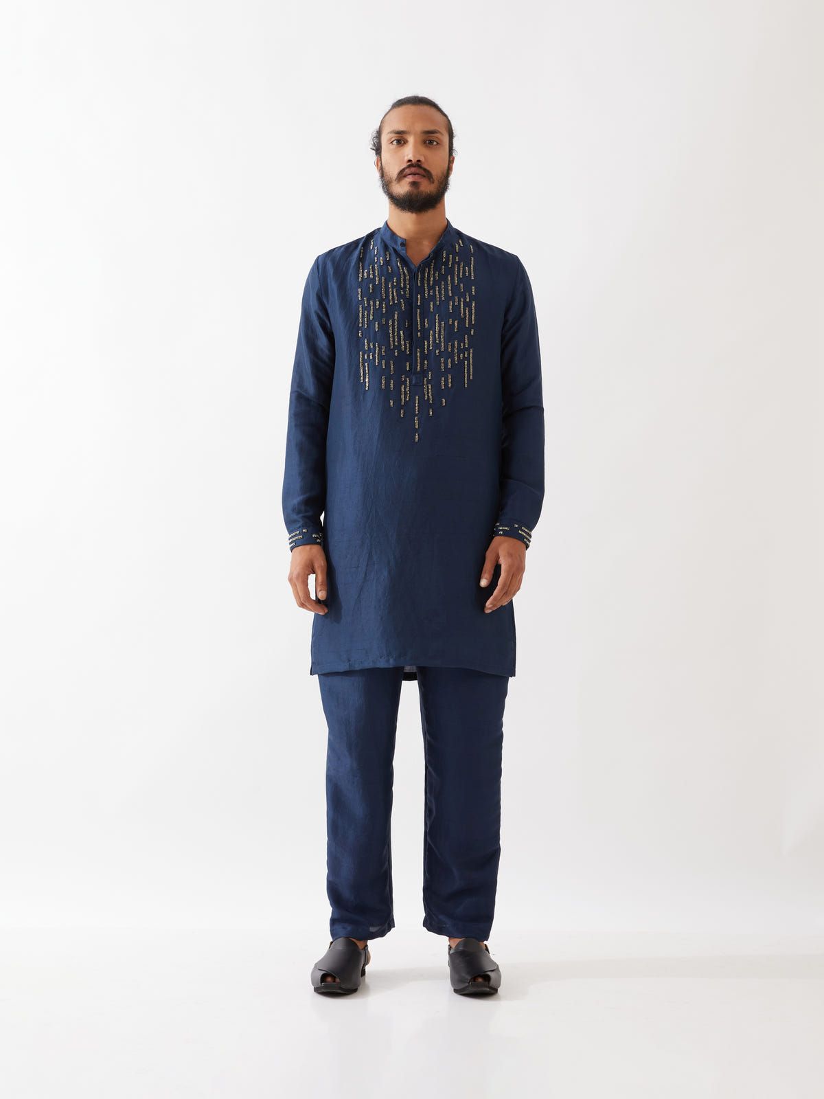 JETT SILK KURTA SET - NAVY - image 1