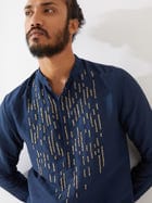 JETT SILK KURTA SET - NAVY view 2