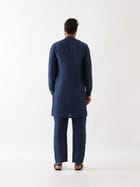 JETT SILK KURTA SET - NAVY view 5