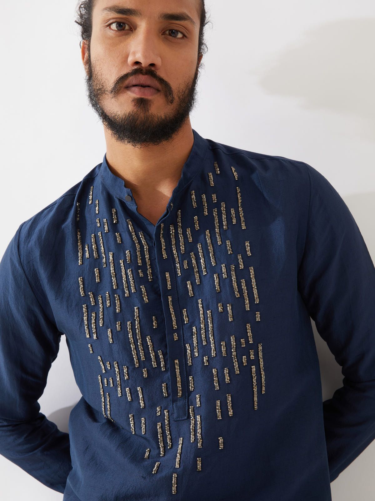JETT SILK KURTA SET - NAVY - image 6