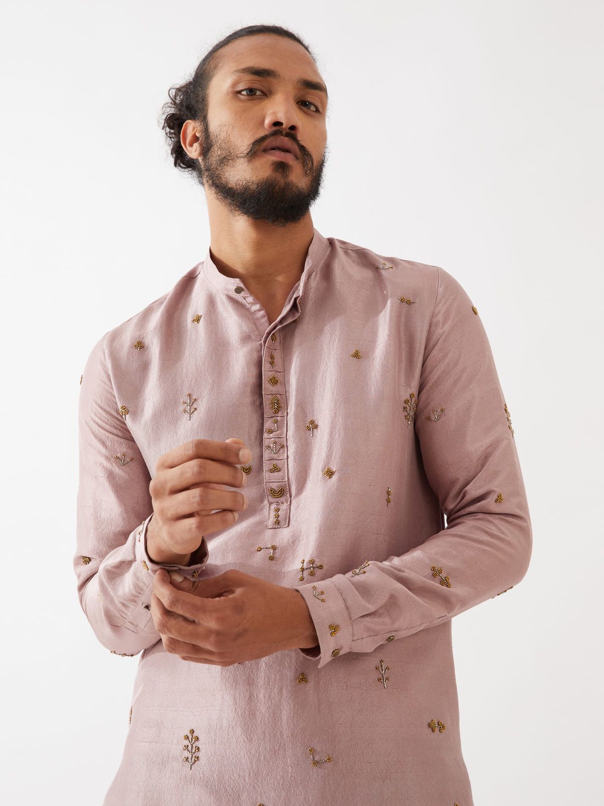 TRISTAN SILK KURTA SET - PURPLE - image 2