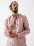 TRISTAN SILK KURTA SET - PURPLE view 2
