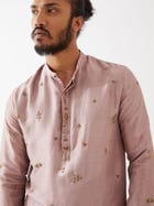 TRISTAN SILK KURTA SET - PURPLE view 5