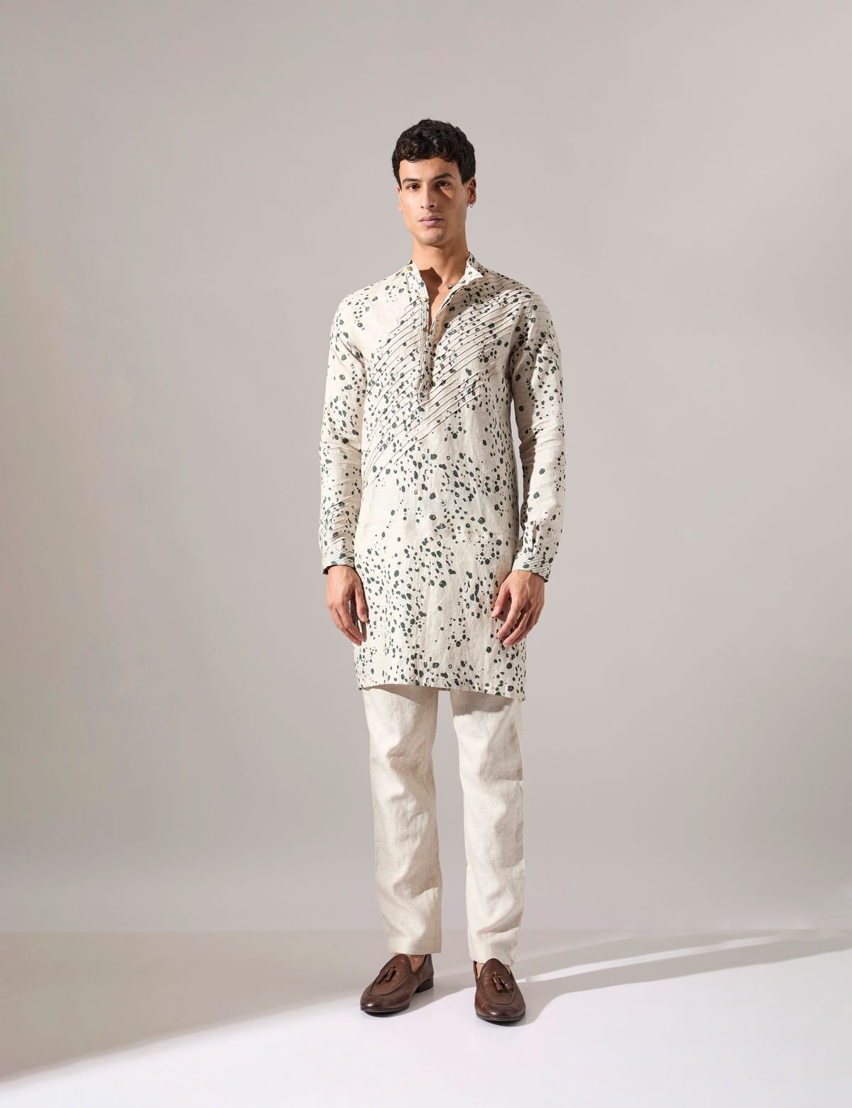 Asa Dapple Kurta Set - Ivory - image 2